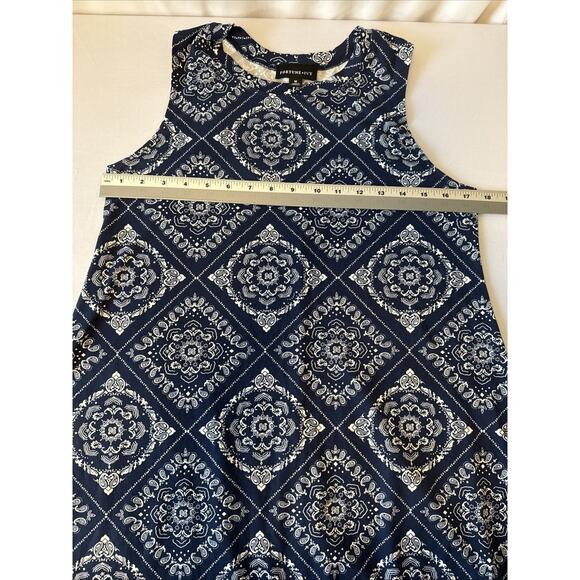 Fortune Ivy Women’s M Boho Soft A Line Blue Sleeveless Dress Bandana Floral - Picture 7 of 9
